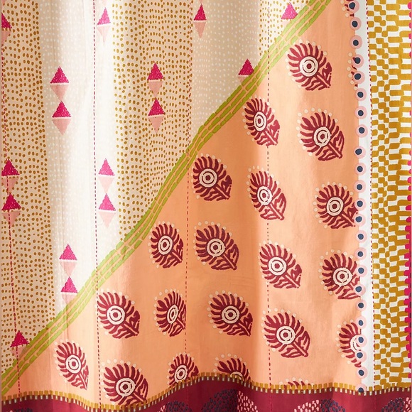 Anthropologie Printed Jem Organic Cotton Shower Curtain - Picture 2 of 3